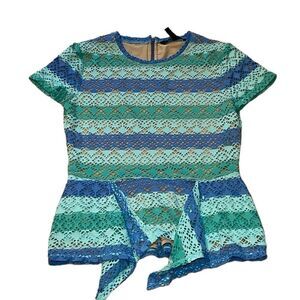 BCBG MAXAZRIA Vicktoria Top, Aqua Combo, Small